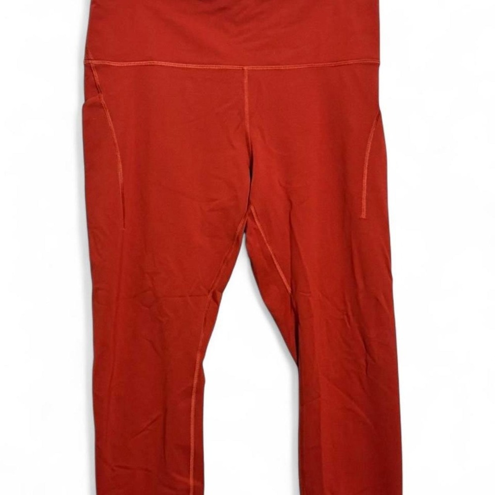 Lululemon Fast & Free Legging 14 Orange High Rise Pockets Athleisure Pilates Gym